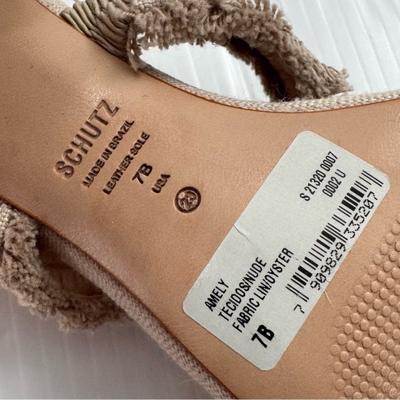 🆕 SCHUTZ Amely Beige Frayed Strap Heels NWT size 7 - Picture 11 of 16